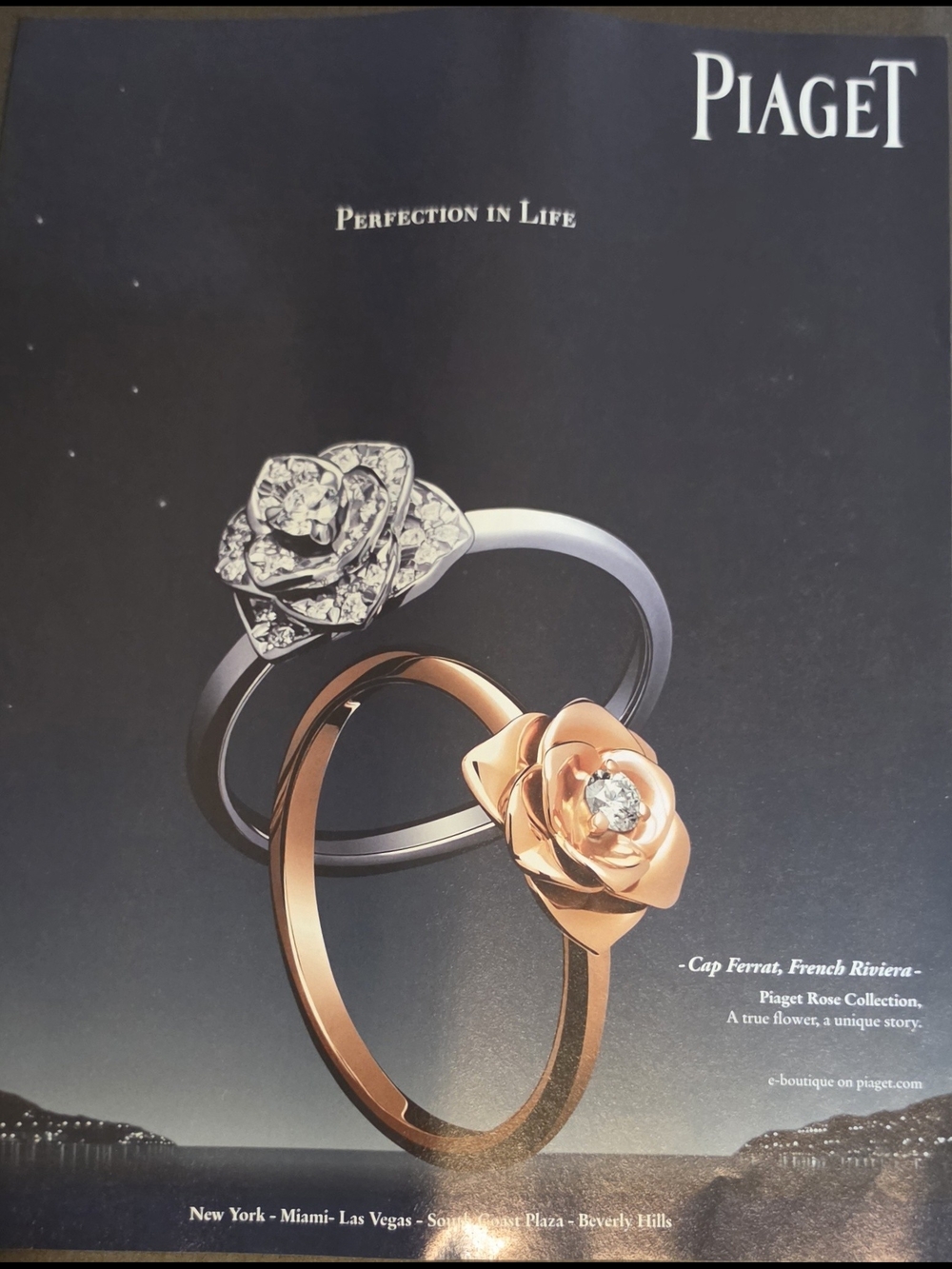 Piaget Rose Gold Floral Diamond Ring Print Ad Size 8"×10"